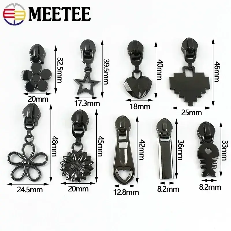 10Pcs 5# Zippers Sliders for Nylon Zippers Tape Shoes Zips Pulls Closure Bag Zip Head Repair Kits DIY Replacement Accessories