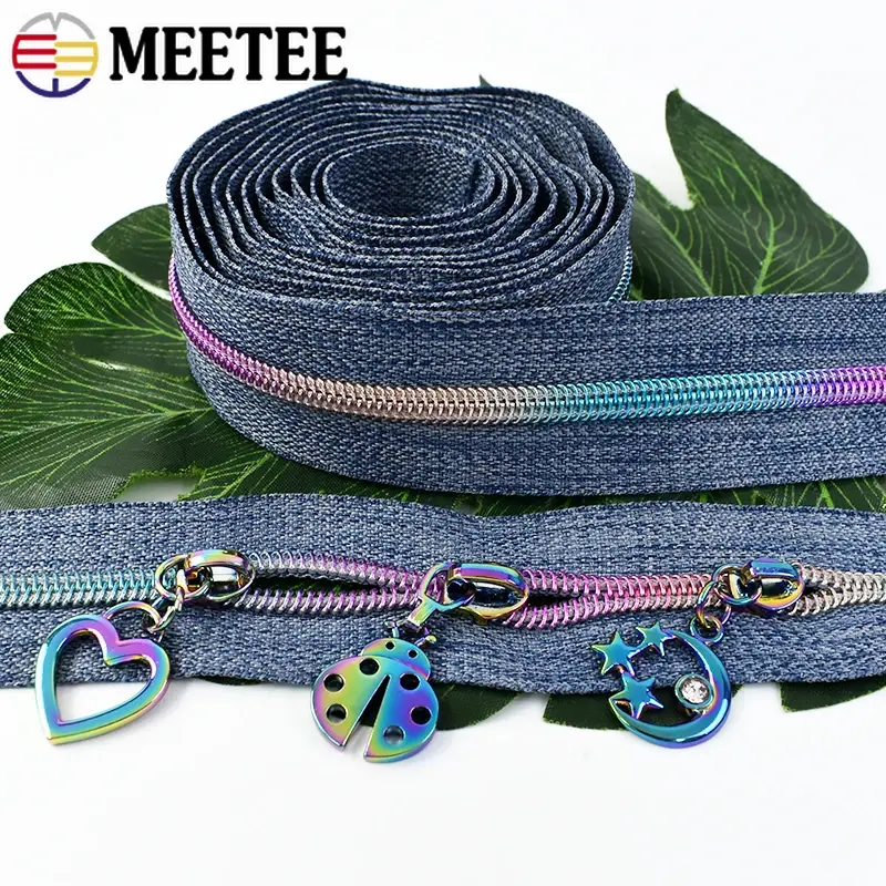 1/2/3M 5# Nylon Zippers Tapes for Sewing Coil Plastic Zipper Sliders Bags Pocket Decor Zips Pulls Repair Kit DIY Accessories