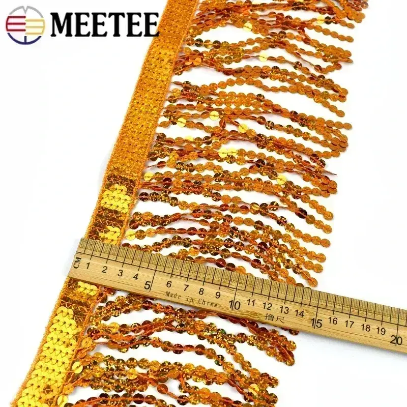 1/2/3Yards 16cm Sequin Fringe Tassel DIY Sewing Accessories Ethnic Lace Trim Ribbon Latin Dance Skirts Garment Trimming Supplies