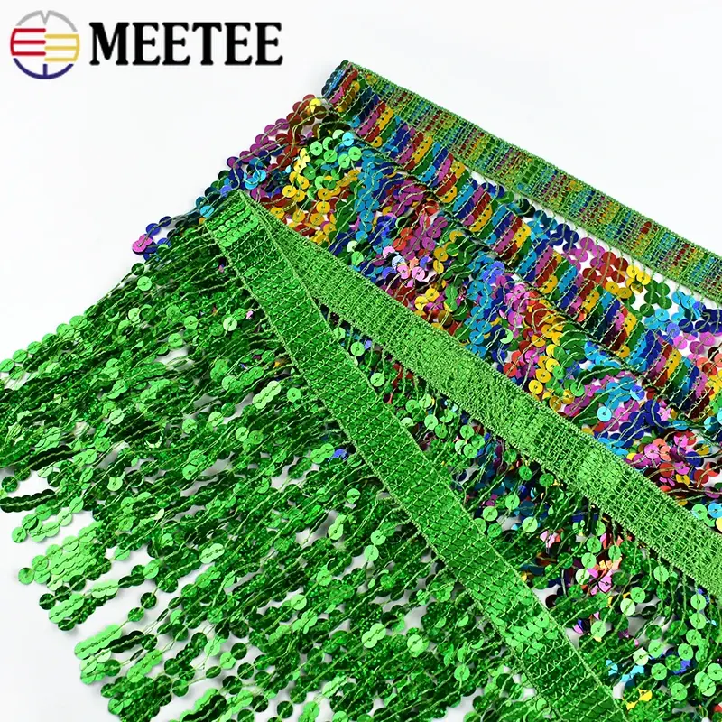 1/2/3Yards 16cm Sequin Fringe Tassel DIY Sewing Accessories Ethnic Lace Trim Ribbon Latin Dance Skirts Garment Trimming Supplies