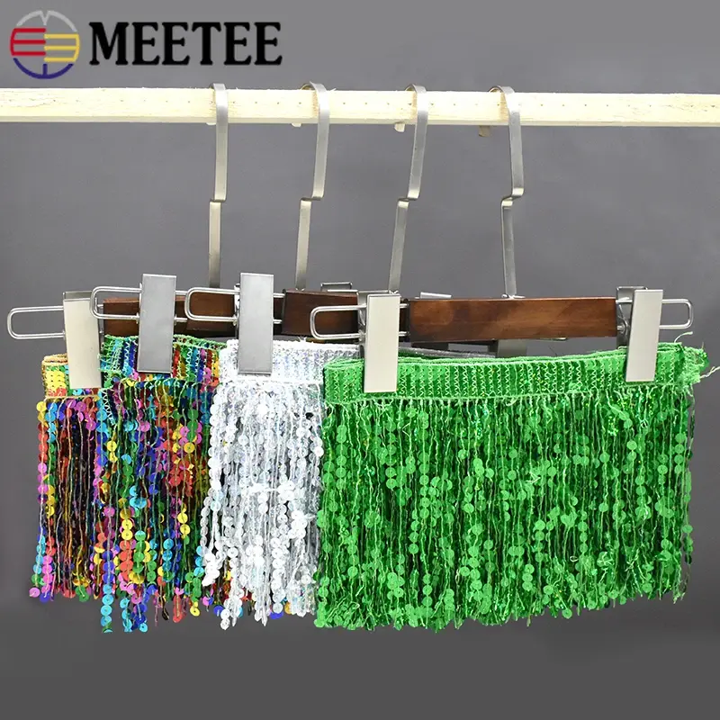 1/2/3Yards 16cm Sequin Fringe Tassel DIY Sewing Accessories Ethnic Lace Trim Ribbon Latin Dance Skirts Garment Trimming Supplies