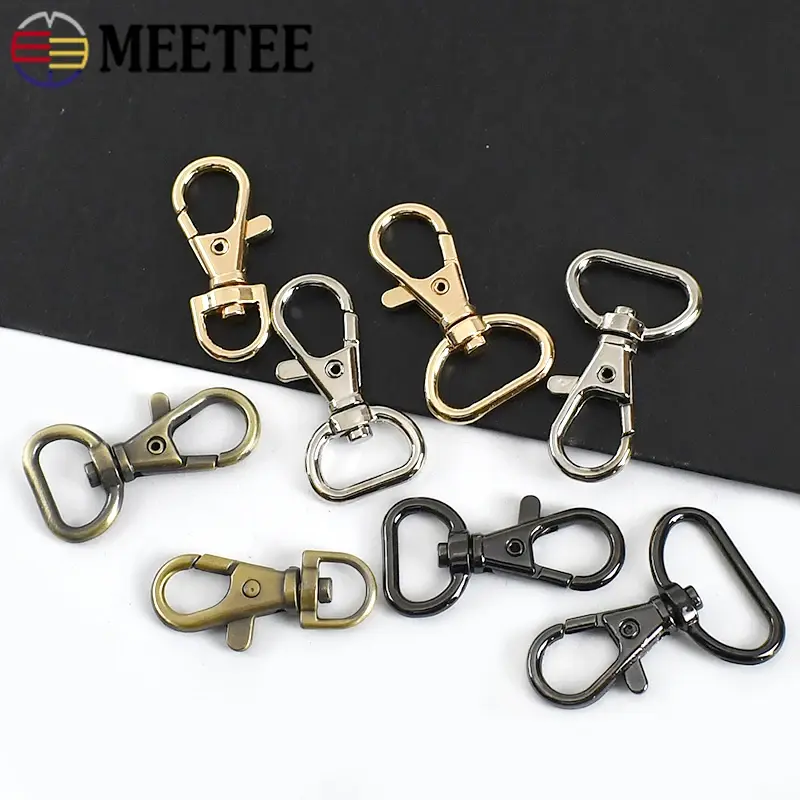 10Pcs 10-25mm Metal Strap Buckle For Bag Handbag Swivel Lobster Clasp Webbing Spring Hooks DIY Keychain Hardware Accessories