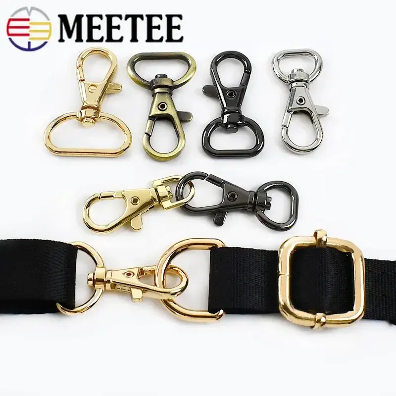 10Pcs 10-25mm Metal Strap Buckle For Bag Handbag Swivel Lobster Clasp Webbing Spring Hooks DIY Keychain Hardware Accessories