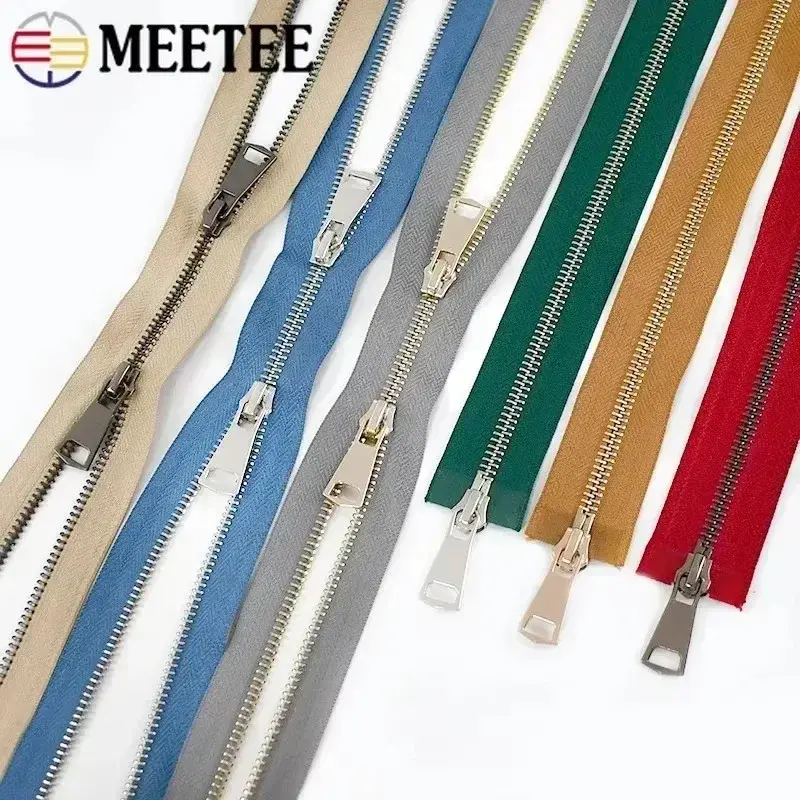 1-5Pcs 70/90/120cm 5# Double Sliders Metal Zipper for Jacket Coat Zippers Down Zip Repair Kit DIY Sewing Replacement Accessories