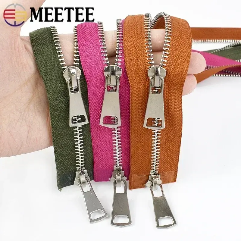 1-5Pcs 70/90/120cm 5# Double Sliders Metal Zipper for Jacket Coat Zippers Down Zip Repair Kit DIY Sewing Replacement Accessories