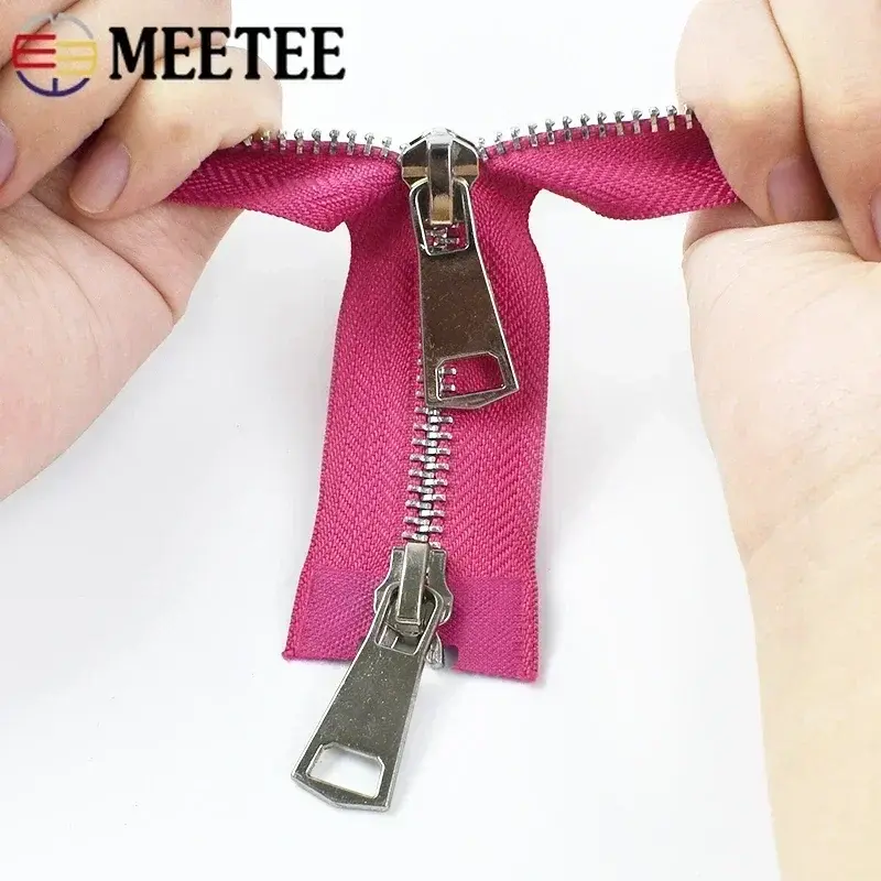 1-5Pcs 70/90/120cm 5# Double Sliders Metal Zipper for Jacket Coat Zippers Down Zip Repair Kit DIY Sewing Replacement Accessories