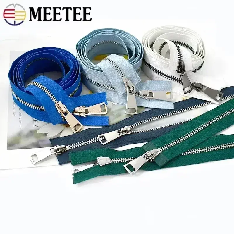 1-5Pcs 70/90/120cm 5# Double Sliders Metal Zipper for Jacket Coat Zippers Down Zip Repair Kit DIY Sewing Replacement Accessories