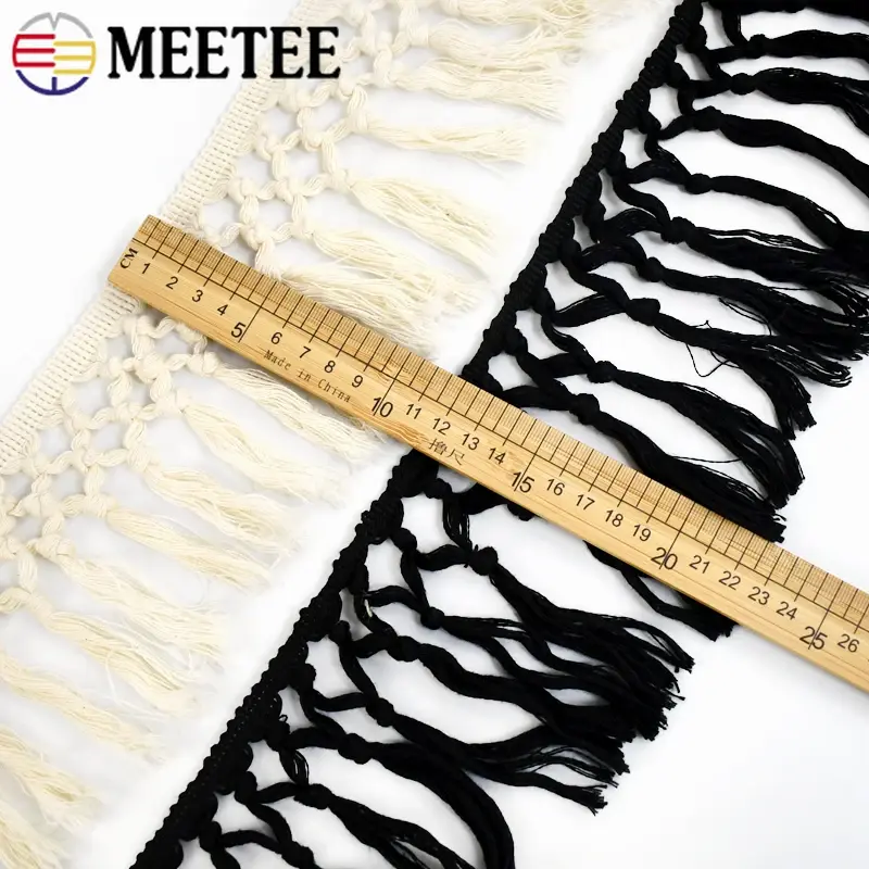 2/3/4/5Meters 9/10cm Cotton Tassle Lace Fabric Knotted Ribbon Yarn Broom Sling DIY Craft Hometextile Curtain Sewing Accessories