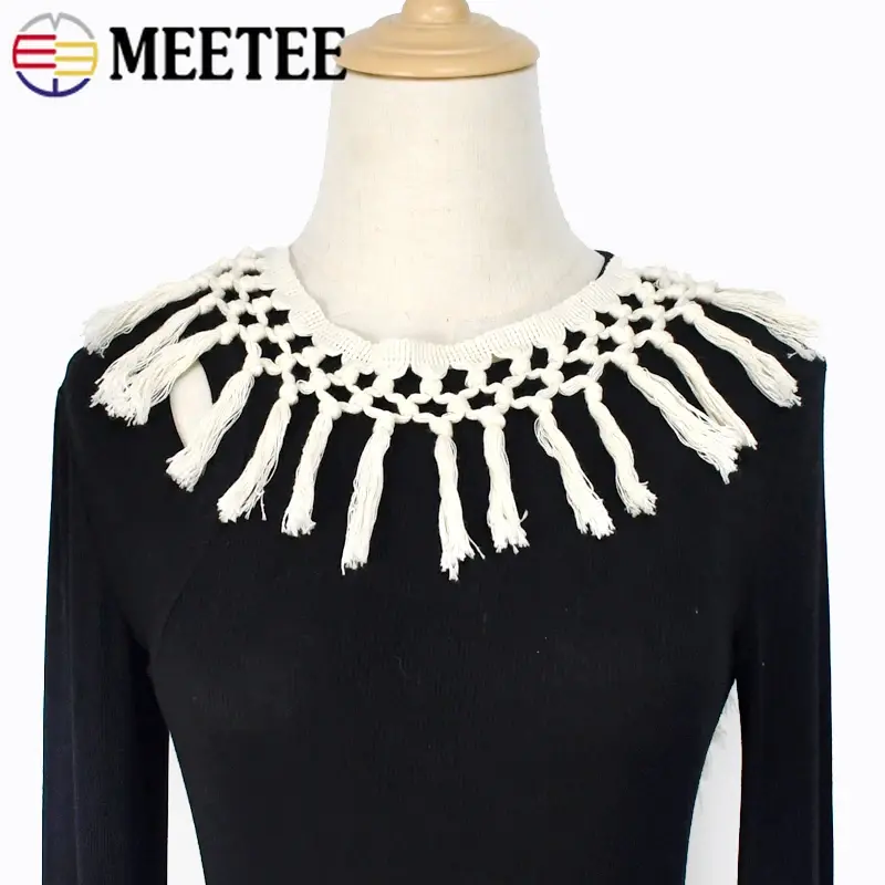 2/3/4/5Meters 9/10cm Cotton Tassle Lace Fabric Knotted Ribbon Yarn Broom Sling DIY Craft Hometextile Curtain Sewing Accessories