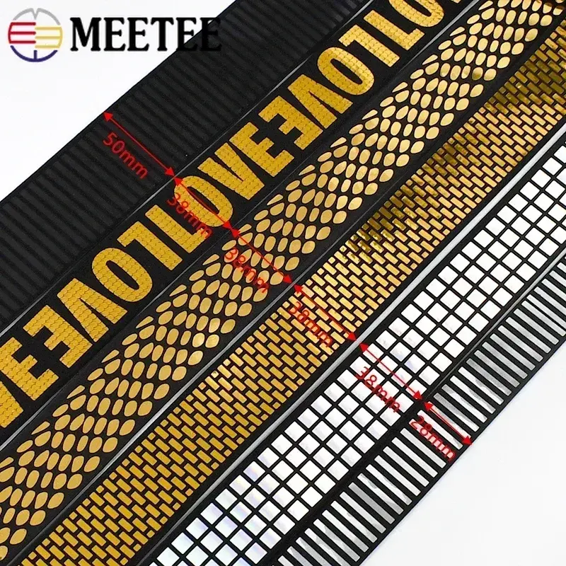 1/2/5Y Meetee 15-50mm Sequins Elastic Band Reflective Clothes Pants Belt Rubber Bands Trousers Elasticity Tape DIY Accessories