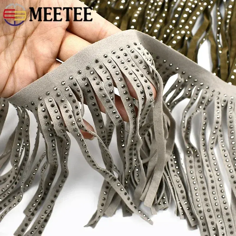 1/2Meters 14cm Velvet Rivet Tassel Fringe for Curtain Fringes Clothing Skirt Suede Trim Material Trimming DIY Sewing Accessories