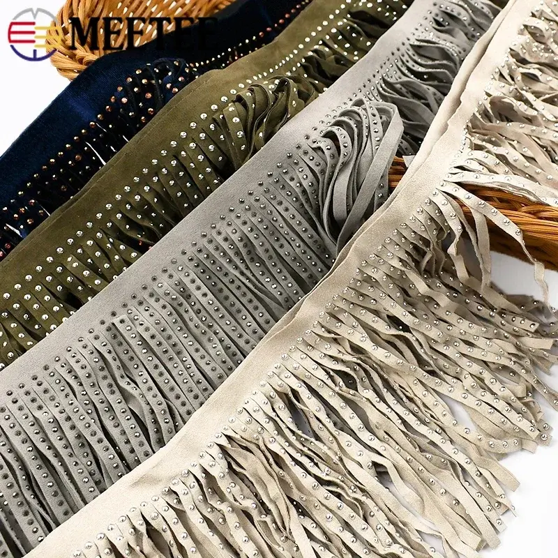 1/2Meters 14cm Velvet Rivet Tassel Fringe for Curtain Fringes Clothing Skirt Suede Trim Material Trimming DIY Sewing Accessories
