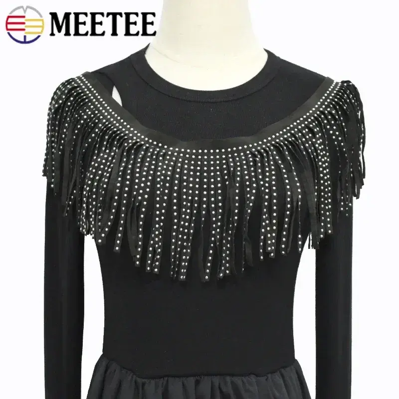 1/2Meters 14cm Velvet Rivet Tassel Fringe for Curtain Fringes Clothing Skirt Suede Trim Material Trimming DIY Sewing Accessories