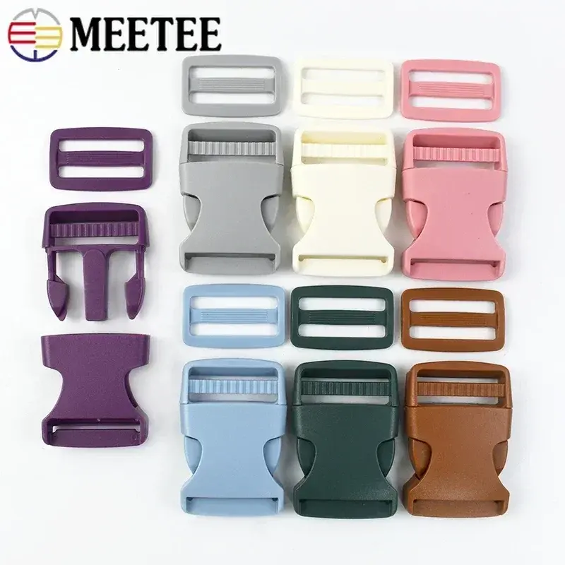 10-30Sets Meetee 38mm Quick Release Buckles for Backpack Strap Plastic Ring Clasp Dog Collar Belt Tri-Glide Slider DIY Accessory