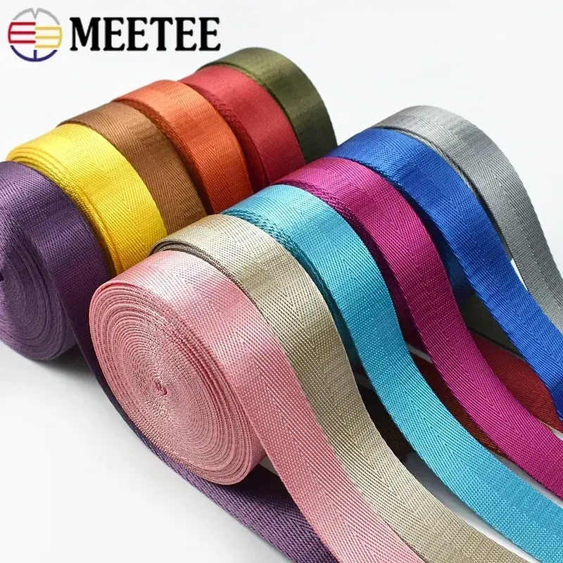 Meetee 3M 20-50mm Nylon Webbing Band For Bag Strap 1mm Thick Ribbon Tapes Seat Belt Clothes Bias Banding DIY Sewing Accessories