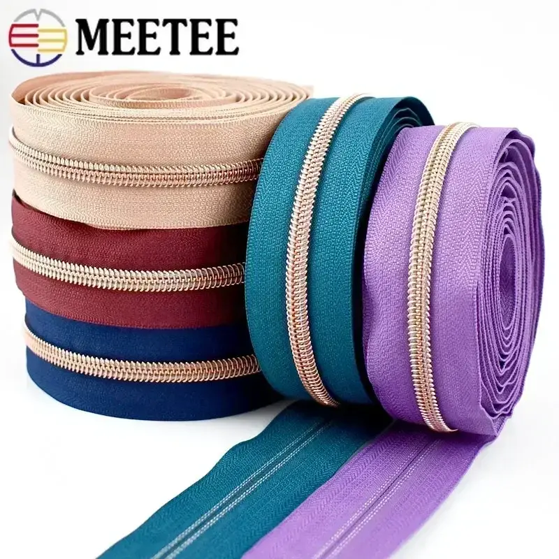 1-5M 5# Sewing Zippers Tapes for Bag +Zipper Sliders Nylon Zipper Pulls Plastic Zips Heads Repair Kit DIY Garment Accessories