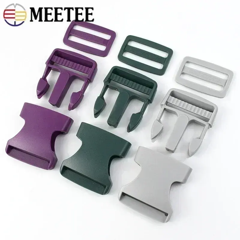 10-30Sets Meetee 38mm Quick Release Buckles for Backpack Strap Plastic Ring Clasp Dog Collar Belt Tri-Glide Slider DIY Accessory