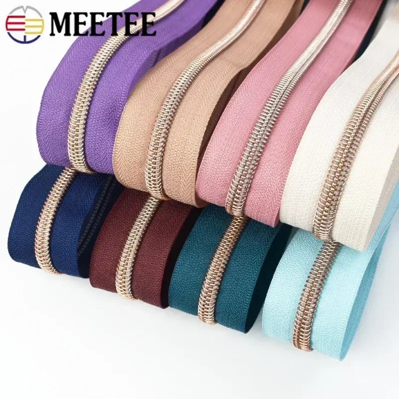 1-5M 5# Sewing Zippers Tapes for Bag +Zipper Sliders Nylon Zipper Pulls Plastic Zips Heads Repair Kit DIY Garment Accessories