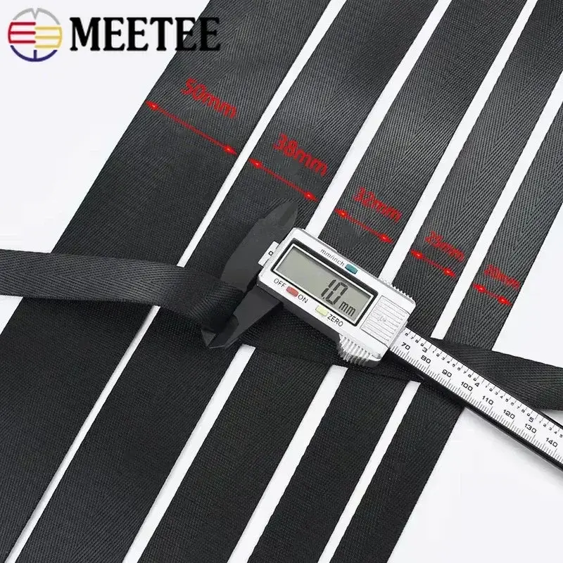 Meetee 3M 20-50mm Nylon Webbing Band For Bag Strap 1mm Thick Ribbon Tapes Seat Belt Clothes Bias Banding DIY Sewing Accessories