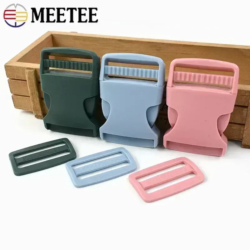10-30Sets Meetee 38mm Quick Release Buckles for Backpack Strap Plastic Ring Clasp Dog Collar Belt Tri-Glide Slider DIY Accessory