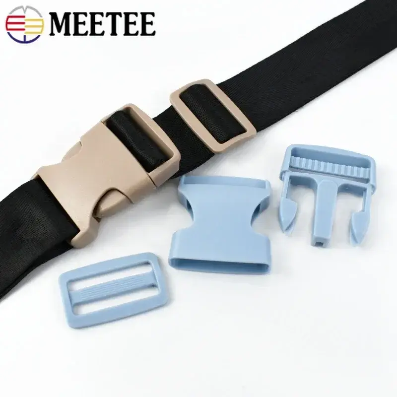 10-30Sets Meetee 38mm Quick Release Buckles for Backpack Strap Plastic Ring Clasp Dog Collar Belt Tri-Glide Slider DIY Accessory