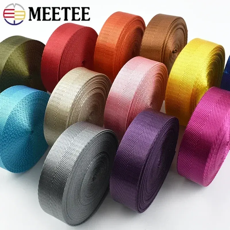 Meetee 3M 20-50mm Nylon Webbing Band For Bag Strap 1mm Thick Ribbon Tapes Seat Belt Clothes Bias Banding DIY Sewing Accessories