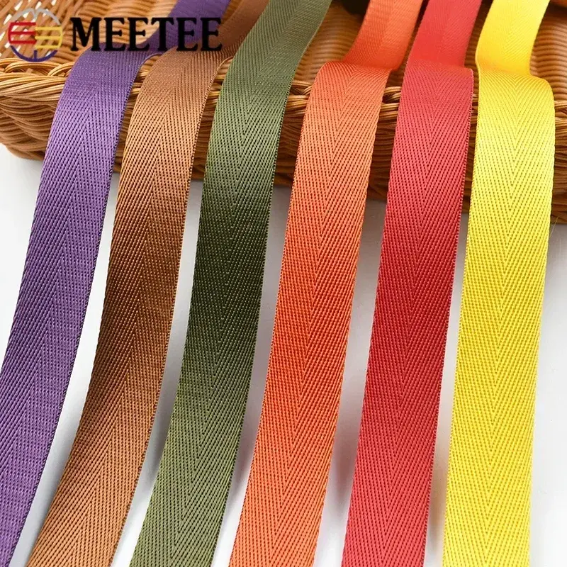 Meetee 3M 20-50mm Nylon Webbing Band For Bag Strap 1mm Thick Ribbon Tapes Seat Belt Clothes Bias Banding DIY Sewing Accessories