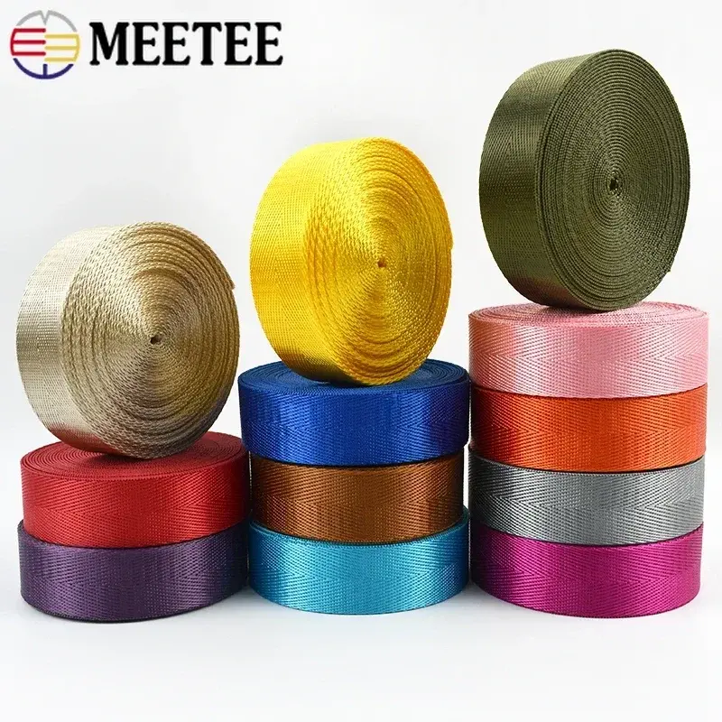 Meetee 3M 20-50mm Nylon Webbing Band For Bag Strap 1mm Thick Ribbon Tapes Seat Belt Clothes Bias Banding DIY Sewing Accessories