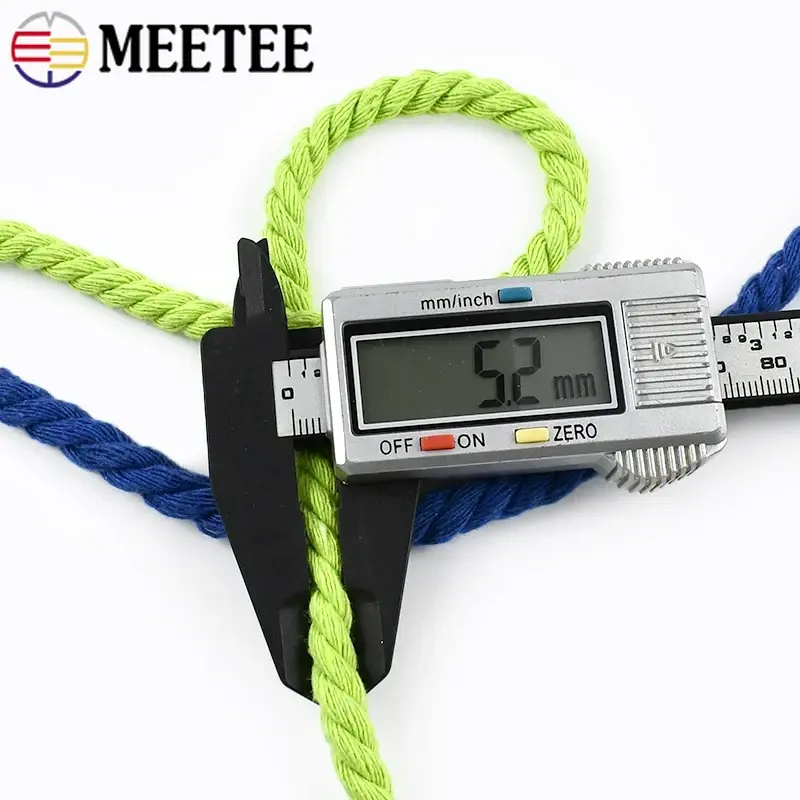 3/4/5/10Meters 5mm Colored Cotton Ropes 3 Shares Twisted Cord Weave Cords Decoration Macrame Rope for Bags Sewing Accessories