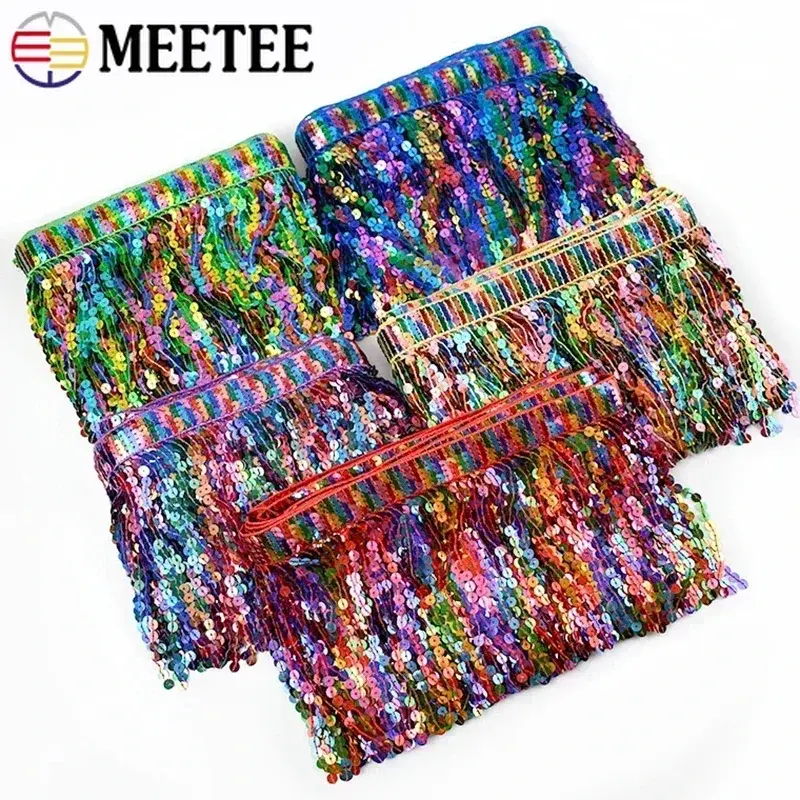 2/5/10Yards Embroidered Sequin Tassel Fringe for Sewing Ethnic Lace Trims Ribbon Latin Dance Clothes Skirt Trimming Accessories