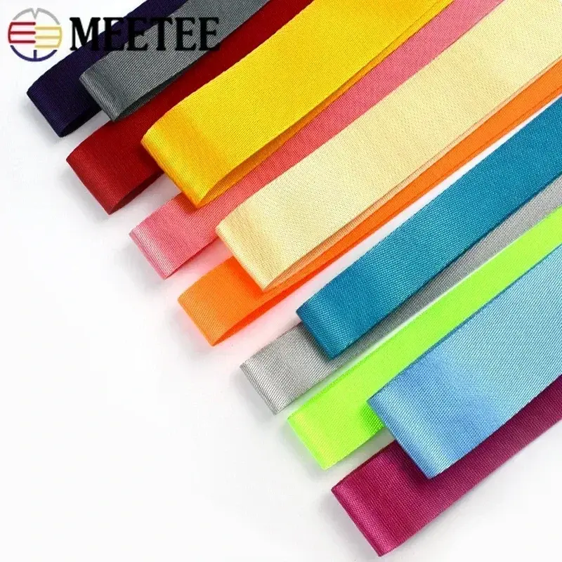 8M 20-50mm Meetee Nylon Webbing Tape for Backpack Strap Band Ribbons Seat Belt Label DIY Bags Binding Fabric Sewing Accessories