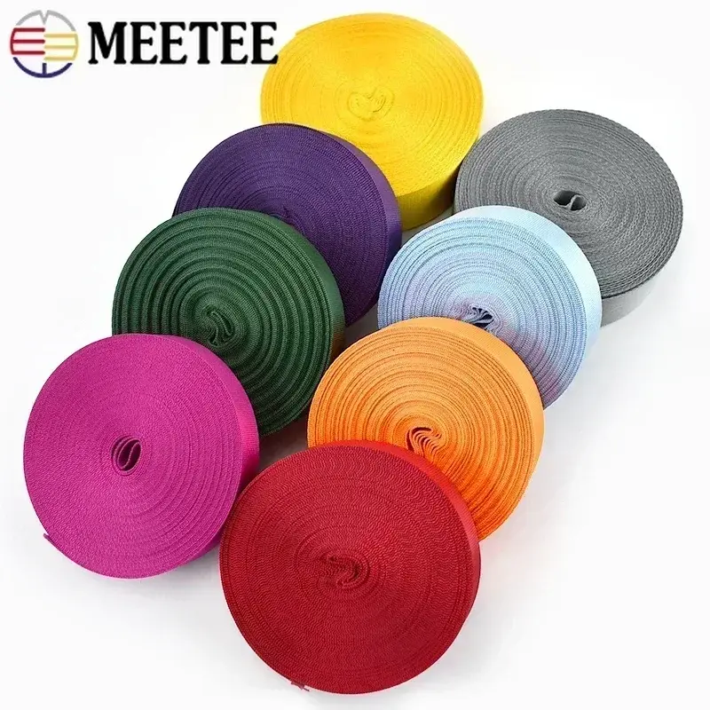 8M 20-50mm Meetee Nylon Webbing Tape for Backpack Strap Band Ribbons Seat Belt Label DIY Bags Binding Fabric Sewing Accessories