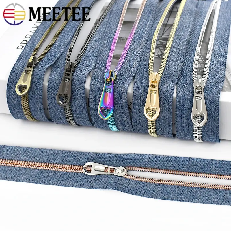 1-5Meters 5# Zippers Tape For Sewing Bag Nylon Zipper Slider Plastic Zip Pulls Replacement Zips Heads Repair Kit DIY Accessories