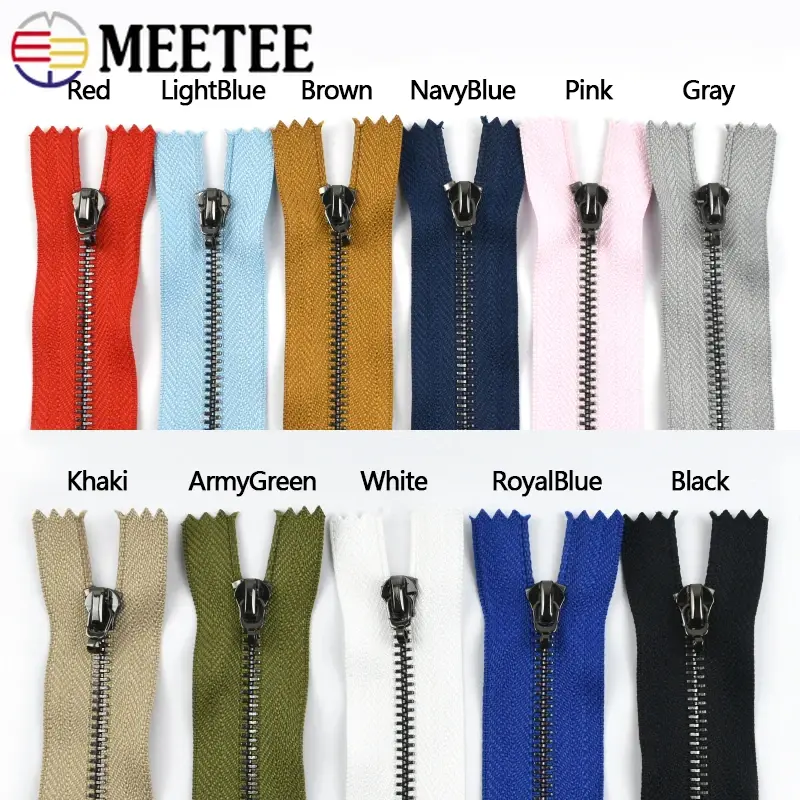 2/5Pc 3# Metal Zippers 15-30cm CloseEnd 40-70cm OpenEnd Zipper for Sewing Bag Purse Clothes Decor Zip Repair Kit DIY Accessories