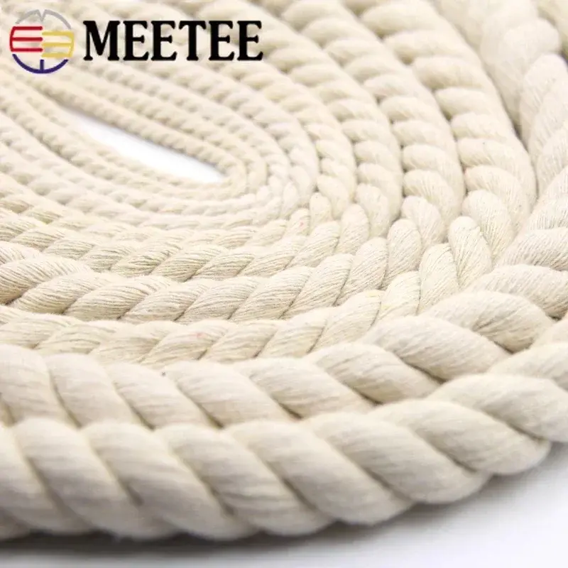 5/10M 6mm-20mm 3 Shares Twisted Cotton Rope for Bag Decoration Macrame Cords Home Textile Ropes DIY Textiles Sewing Accessories