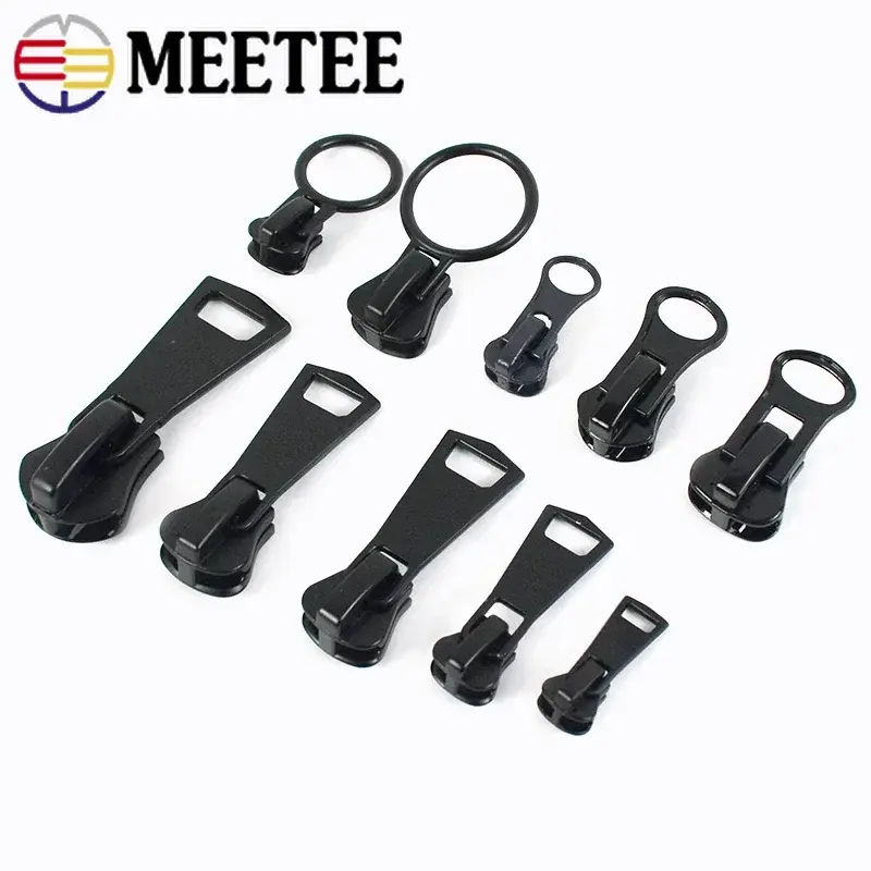 5Pcs 3# 5# 8# 10# 15# Zipper Sliders for Resin Zippers Tape Bag Zips Heads Pulls Clothes Repair Kit DIY Sewing Accessories