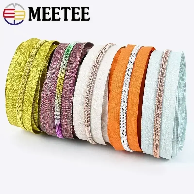 3Meters 5# Nylon Zipper By The Meter Purse Pockets Plastic Sewing Zippers Tape DIY Clothes Zips Repair Kit Garment Accessories