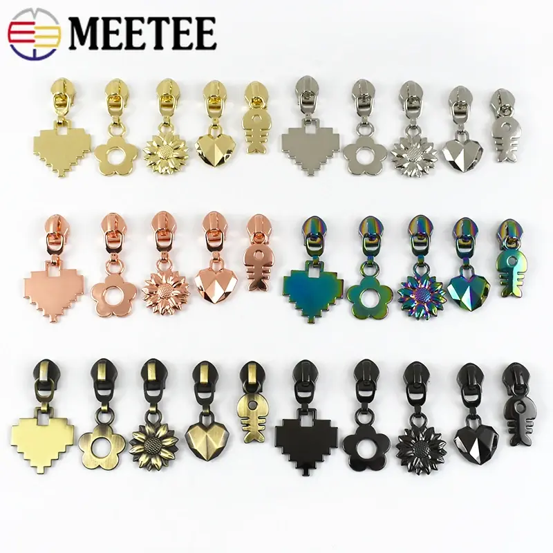 Meetee 5-20Pcs 5# Zippers Slider for Nylon Zipper Tape Garment Shoes Zips Pull Heads Bags Jacket Zip Repair Kits DIY Accessories