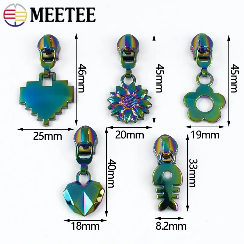 Meetee 5-20Pcs 5# Zippers Slider for Nylon Zipper Tape Garment Shoes Zips Pull Heads Bags Jacket Zip Repair Kits DIY Accessories