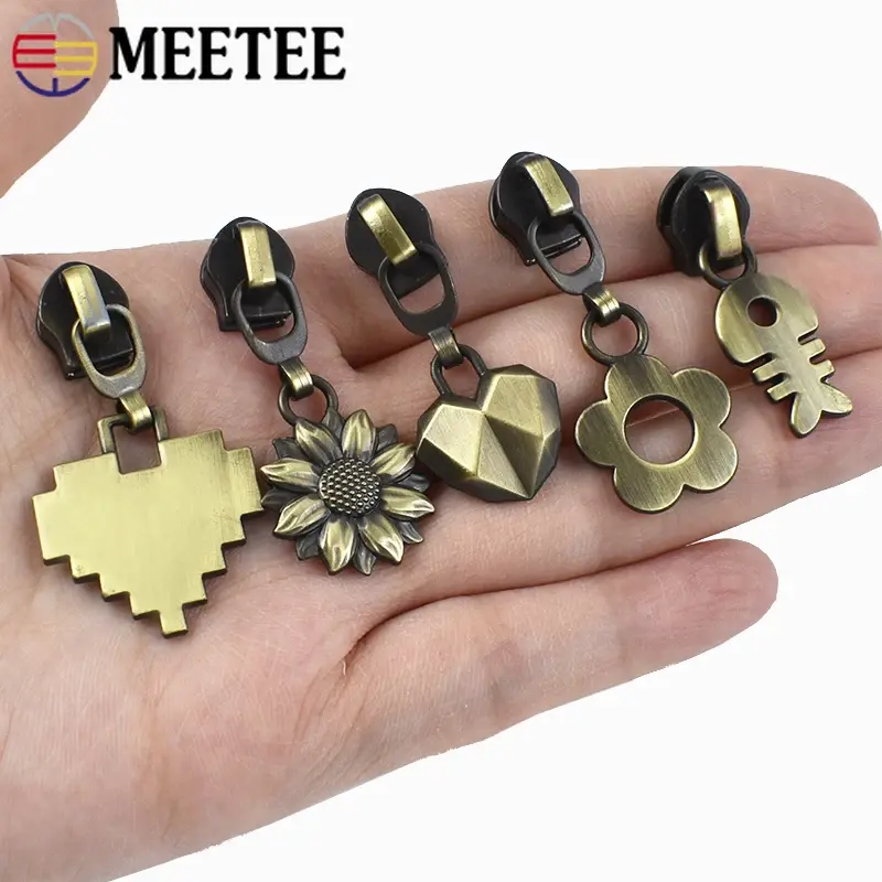 Meetee 5-20Pcs 5# Zippers Slider for Nylon Zipper Tape Garment Shoes Zips Pull Heads Bags Jacket Zip Repair Kits DIY Accessories
