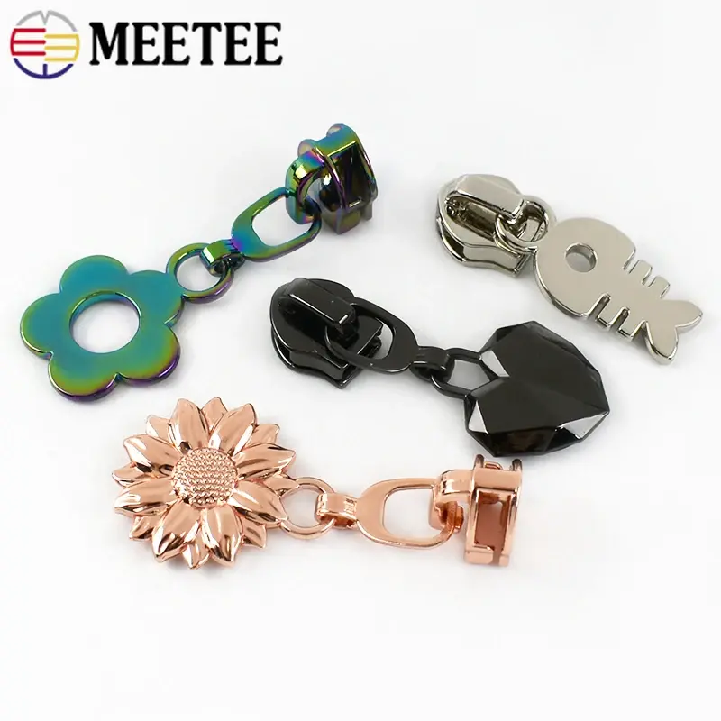 Meetee 5-20Pcs 5# Zippers Slider for Nylon Zipper Tape Garment Shoes Zips Pull Heads Bags Jacket Zip Repair Kits DIY Accessories