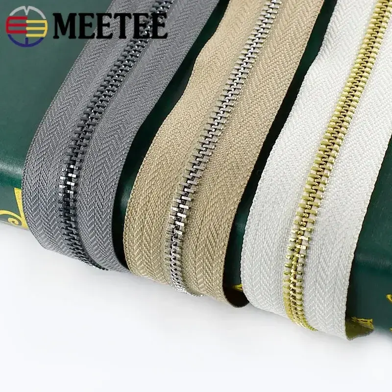 1/2/3/5Yards 5# Metal Zipper for Sewing Bag Garment Decorative Zips By The Yard Clothes Coat Repair Kit DIY Accessories