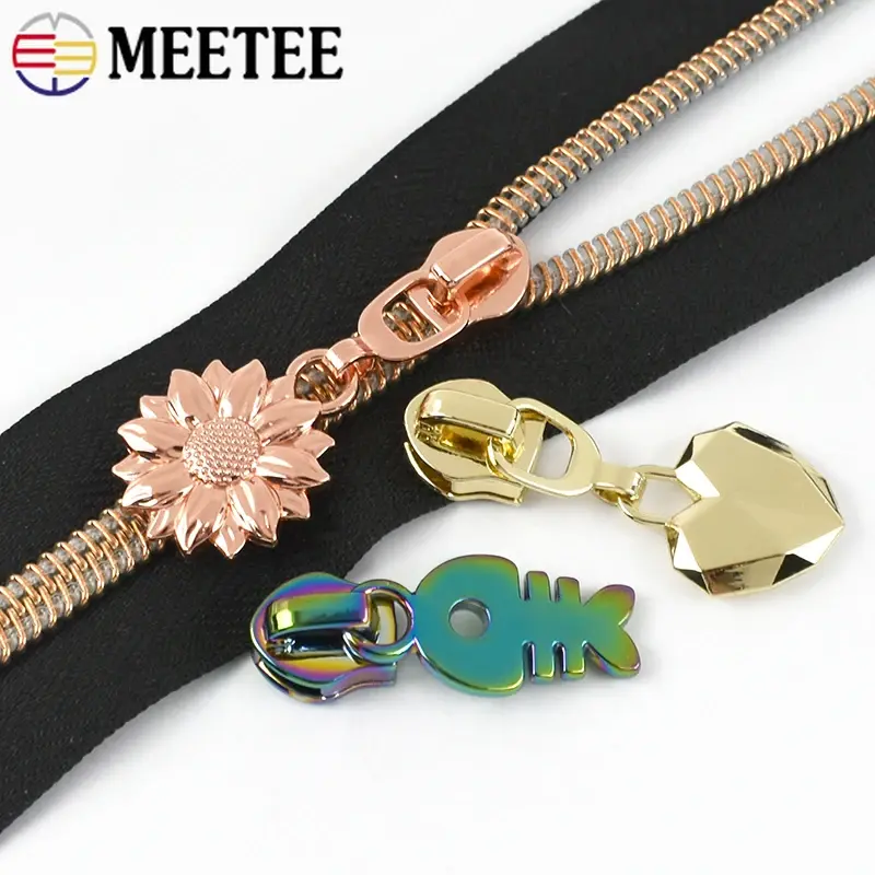 Meetee 5-20Pcs 5# Zippers Slider for Nylon Zipper Tape Garment Shoes Zips Pull Heads Bags Jacket Zip Repair Kits DIY Accessories