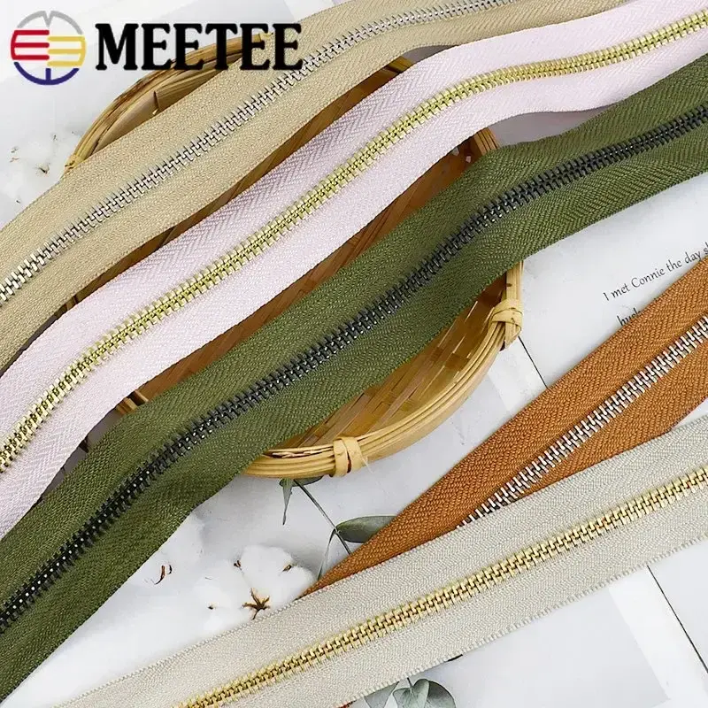 1/2/3/5Yards 5# Metal Zipper for Sewing Bag Garment Decorative Zips By The Yard Clothes Coat Repair Kit DIY Accessories