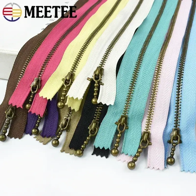 5-20Pcs 15/20/25/30/40cm Close-end Zipper 3# Metal Zippers Bag Clothes Closure for Sewing Bronze Teeth Zip Repair Kit Accessory