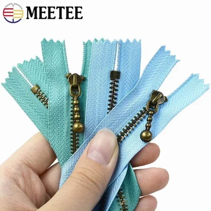 5-20Pcs 15/20/25/30/40cm Close-end Zipper 3# Metal Zippers Bag Clothes Closure for Sewing Bronze Teeth Zip Repair Kit Accessory