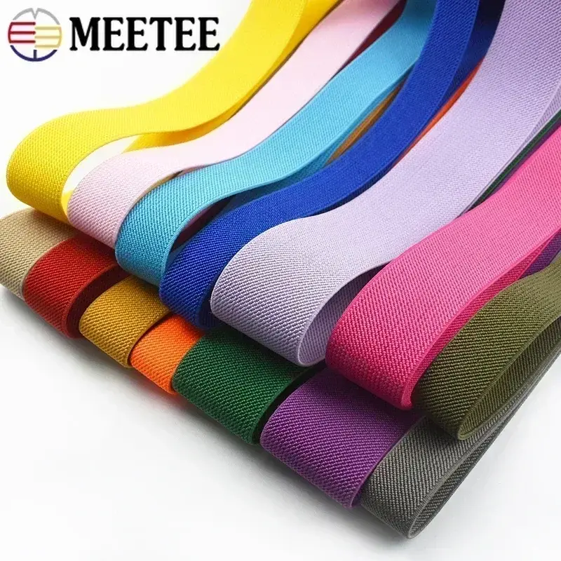 Meetee 3/5M 20-50mm Elastic Bands for Trouser Waist Rubber Band Stretch Webbing Tape Belt DIY Underwear Clothes Sewing Accessory