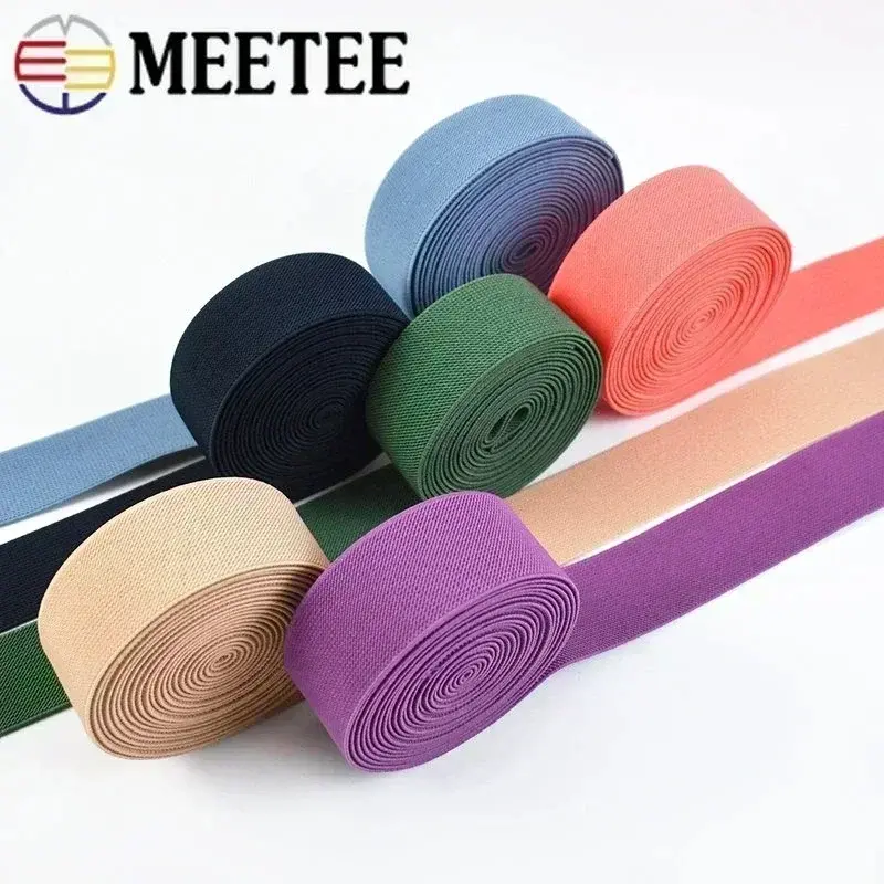 Meetee 3/5M 20-50mm Elastic Bands for Trouser Waist Rubber Band Stretch Webbing Tape Belt DIY Underwear Clothes Sewing Accessory