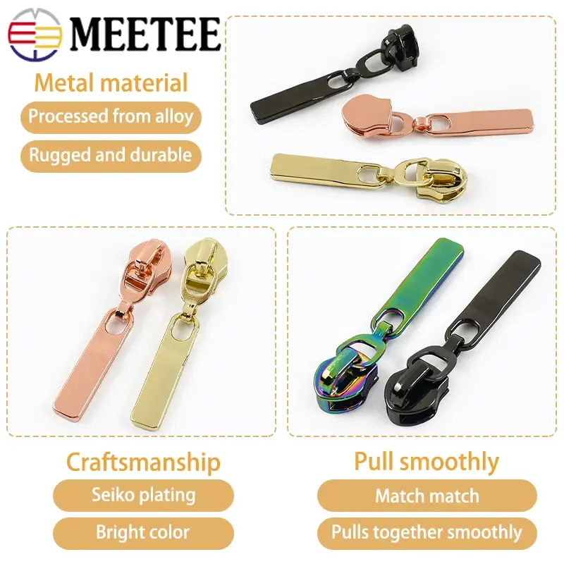 5-30Pcs 5# Zipper Slider for Nylon Zippers Tape Bags Jacket Zips Puller Closures Zip Head Lock Repair Kit DIY Sewing Accessories