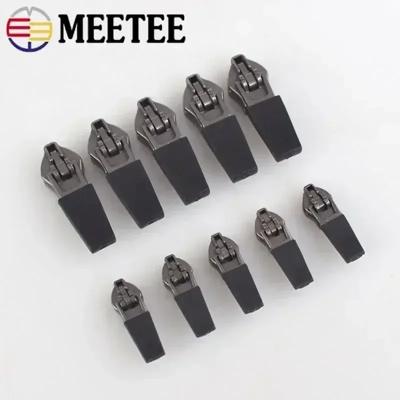 10-100Pcs Meetee 3# 5# Waterproof Zippers Slider Puller for Nylon Zipper Reverse Invisible Zip Repair Kit DIY Sewing Accessories